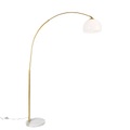 Moderne booglamp messing met witte kap - Arc Basic