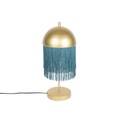 Orientalische Tischlampe Gold mit grünen Fransen - Fransen