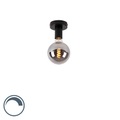 Design Deckenleuchte schwarz mit G125 Rauchglas - Facile