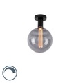 Moderne Deckenleuchte schwarz inkl. E27 G200 Rauchglas - Facile