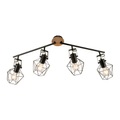 Industrielle Deckenleuchte schwarz mit Holz 4-Licht - Sven