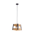 Paul Neuhaus, Industrielle Hängelampe schwarz mit Holz - Kiste