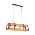 Paul Neuhaus, Industrielle Hängelampe schwarz mit Holz 4-Licht - Kiste
