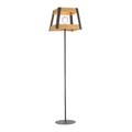 Industrielle Stehlampe schwarz mit Holz - Krati