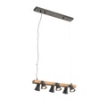 Scandinavische hanglamp zwart met hout 6-lichts - Jelle