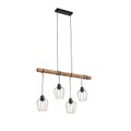 Landelijke hanglamp zwart met hout 4-lichts - Stronk