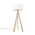 Moderne Stehlampe Holz Leinenschirm weiß 50 cm Stativ - Telu