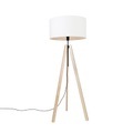 Moderne Stehlampe Holz Leinenschirm weiß 50 cm Stativ - Telu