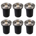 Set van 6 moderne grondspot staal RVS - Basic Round