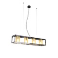 Industriële hanglamp zwart met goud 4-lichts - Cage Tess