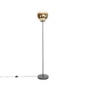 Art deco vloerlamp zwart met goud glas - pallon