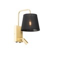 Moderne wandlamp zwart en staal met leeslamp - Renier