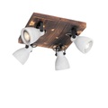 Industriële spot grijs beton hout 4-lichts - Creto