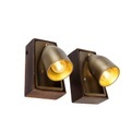 Set van 2 industriële wandlampen messing met hout - Brent