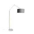 Moderne Stehlampe Gold Samtschirm Grau 50 cm - Editor