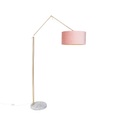 Moderne Stehlampe Gold Samtschirm Rosa 50 cm - Editor