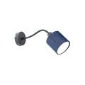 Wandlamp zwart met kap blauw schakelaar en flex arm - Merwe