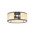 Oosterse plafondlamp zwart met rotan 40 cm - Akira