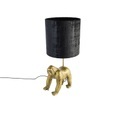 Vintage tafellamp messing met kap zwart 25 cm - Gorilla
