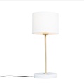 Messing Tischlampe mit weißem Schirm 20 cm - Kaso