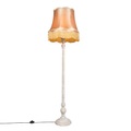QAZQA, Graue Stehlampe mit Granny-Lampenschirm Gold - Classico