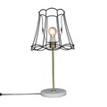 Retro Tischlampe Messing mit Granny-Lampenschirm schwarz 30 cm - Kaso