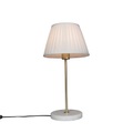 QAZQA, Retro Tischlampe Messing mit Plissee Schirm Creme 25 cm - Kaso