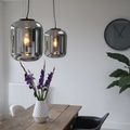 Set mit 2 Design-Hängelampen schwarz mit Rauchglas - Bliss