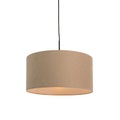 Ländliche Hängelampe schwarz mit beigem Schirm 50 cm - Combi 1