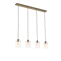 Skandinavische Hängelampe Bronze mit Glas 4-Licht - Kuppel