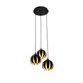 Design Hängelampe schwarz mit goldenen 3 Lichtern - Melone