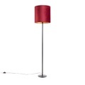 Schwarze Stehlampe mit Veloursschirm rot/gold 40 cm - Simplo
