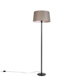 Schwarze Stehlampe mit Leinenschirm taupe 45 cm - Simplo