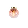 QAZQA, Art Deco Deckenlampe Messing mit rosa Glas - Pallon