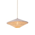 Land Hängelampe beige Samt mit Schilf 60 cm - Frills Can