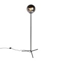Art Deco Stehleuchte schwarz mit Rauchglas - Pallon
