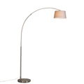 Moderne Bogenlampe Stahl mit grauem Stoffschirm - Arc Basic
