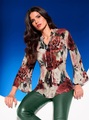 Druckbluse in dunkelrot-ecru-bedruckt von Ashley Brooke
