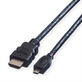 Value HDMI Anschlusskabel HDMI-A Stecker, HDMI-Micro-D Stecker 2.00 m Schwarz 11.99.5581 Geschirmt HDMI-Kabel