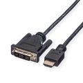 ROLINE Kabel DVI (18+1) ST - HDMI ST 1,0m