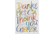 ABC Dankeskarte Merci/Thank You/Grazie/Danke 7 x 10 cm