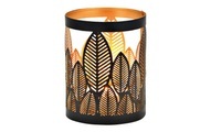 Windlicht Blatt Dekor aus Metall Schwarz, gold, 10x13x10cm