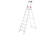 Hailo, Hailo L60 StandardLine 8160-807 Aluminium Stufen-Stehleiter inkl. Werkzeugablage Arbeitshöhe (max.): 3.45 m Silber, Rot,