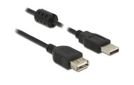 Delock USB 2.0 Verlängerungskabel [1x USB 2.0 Stecker A - 1x USB 2.0 Buchse A] 1.5 m Schwarz mit Ferritkern