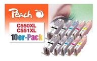 Peach 10er-Pack Tintenpatronen, XL-Ergiebigkeit, kompatibel zu Canon PGI-550XL, CLI-551XL