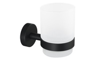 tesa 40566-00000-00 MOON BLACK Zahnputzbecher Klebstoff Schwarz (matt), Glas satiniert