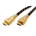 Roline Gold - HDMI-Kabel mit Ethernet - HDMI männlich zu HDMI männlich - 3 m - Doppelisolierung - schwarz-gold