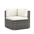 Eckteil Rattanlounge KRETA grau / weiss