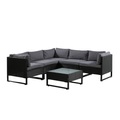 Rattanlounge CAPITOLA schwarz / anthrazit