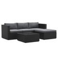 Rattanlounge MALIBU schwarz / anthrazit